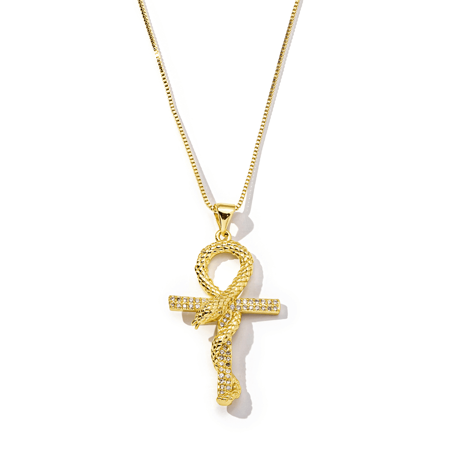 Serpent Ankh Gold Necklace - The Essential Jewels