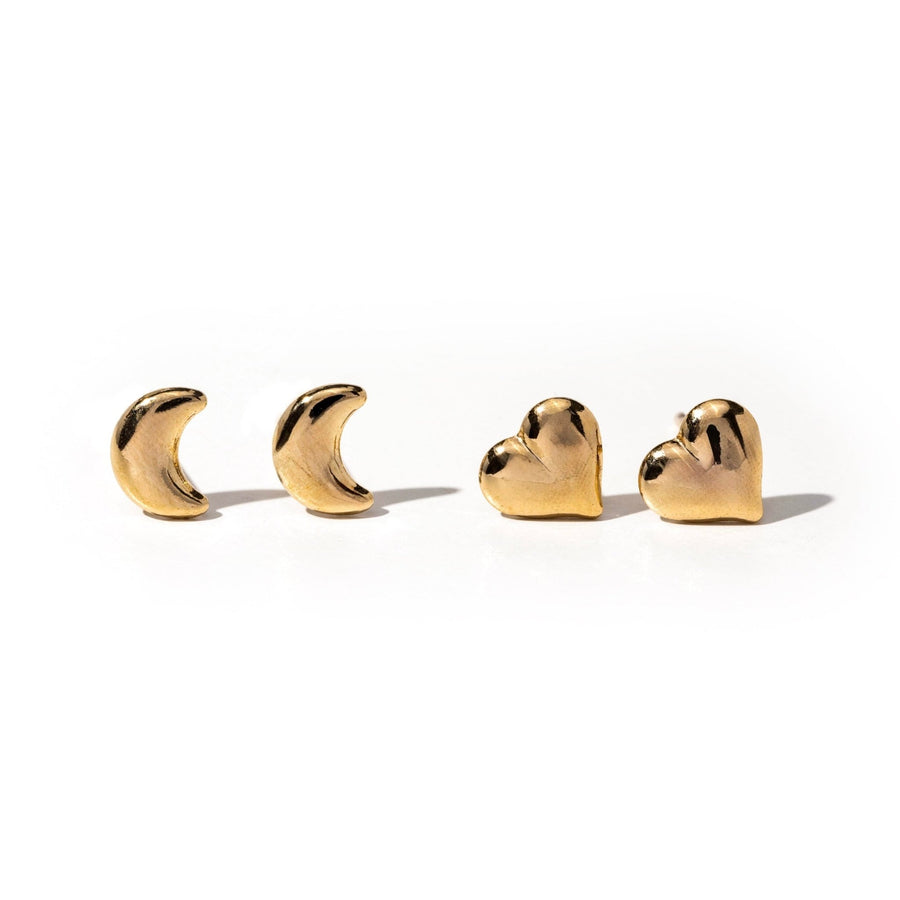 Skye Gold Moon Stud Earrings - The Essential Jewels
